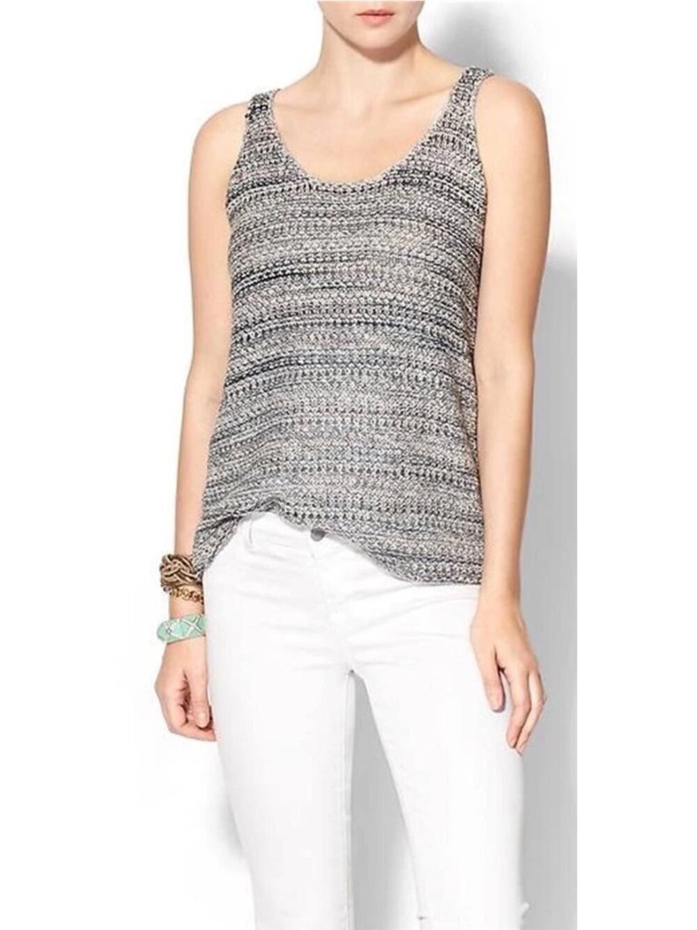 NWT New $220 Vince Racerback Knit Cotton Silk Tank Top in Teak Mix Size XXS